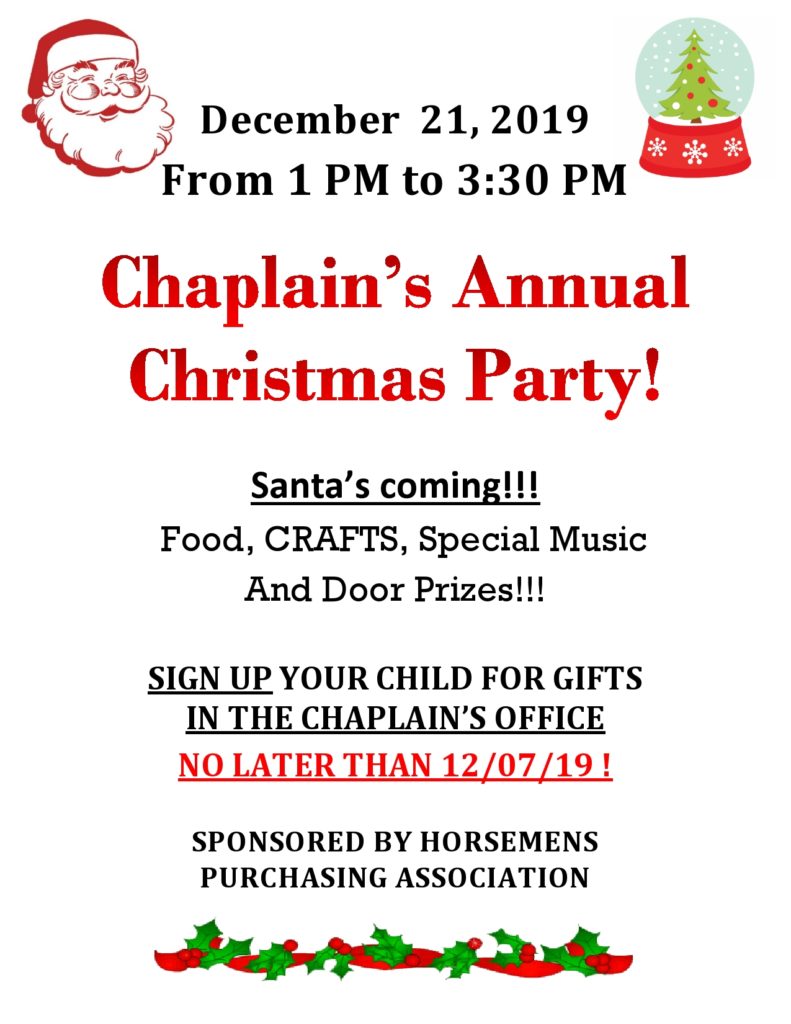 Chaplains Annual Christmas Party 2019 Race Track